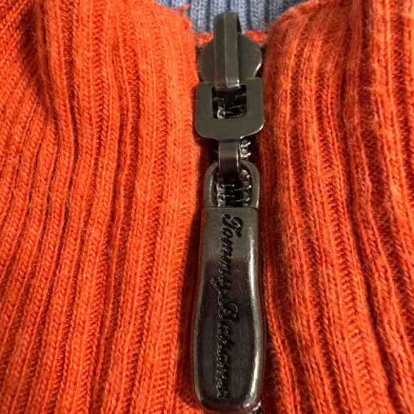 Tommy Bahama 1/4 Quarter Zip Long Sleeve Pullover Reversible Orange Sweater XL - Picture 9 of 11